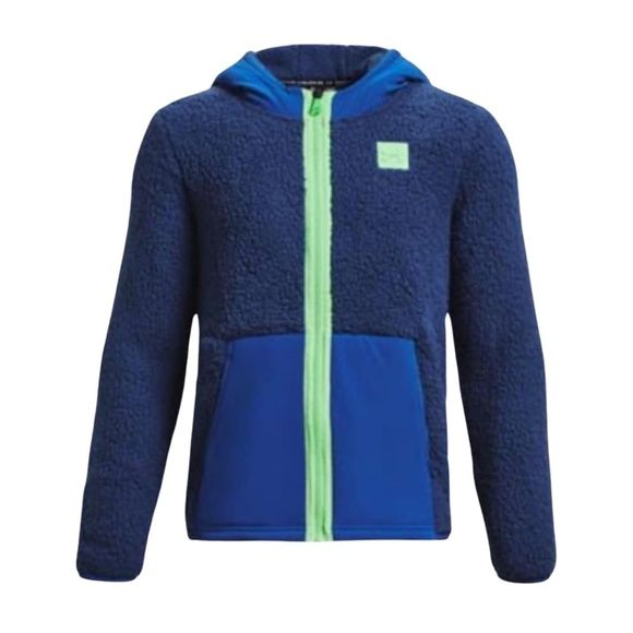 Under Armour Other - Youth sized boy’s Under Armour blue full zip hoodie fluffy Sherpa jacket coat Lg